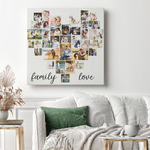 Toile Family Love Heart Formé 36 Photo Collage Canvas P