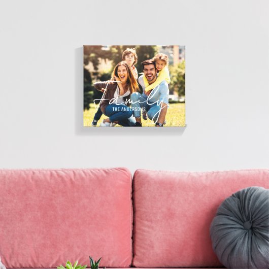 Toile Family Modern typography overlay phot Canvas Print (Insitu(Salon))