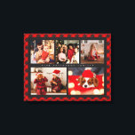 Toile Family Name 5 Photo Collage Red Plaid Modern<br><div class="desc">Family Name 5 Photo Collage Red Plaid Modern Canvas Print dispose d'un montage photo de cinq de vos photos préférées avec votre nom de famille personnalisé en élégant script blanc sur un arrière - plan plaid rouge. Personnalisez en modifiant le texte dans les zones de texte fournies. Un cadeau parfait...</div>