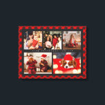 Toile Family Name 5 Photo Collage Red Plaid Modern<br><div class="desc">Family Name 5 Photo Collage Red Plaid Modern Canvas Print dispose d'un montage photo de cinq de vos photos préférées avec votre nom de famille personnalisé en élégant script blanc sur un arrière - plan plaid rouge. Personnalisez en modifiant le texte dans les zones de texte fournies. Un cadeau parfait...</div>