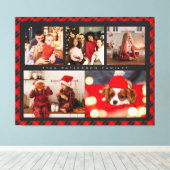 Toile Family Name 5 Photo Collage Red Plaid Modern (Insitu (Plancher de Bois))