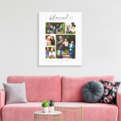 Toile Family Photo Collage Keepsake Blessed Heart Script (Insitu(Salon))