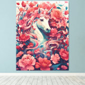 Toile Fantaisie d'art licorne rose éthérée (Insitu (Plancher de Bois))