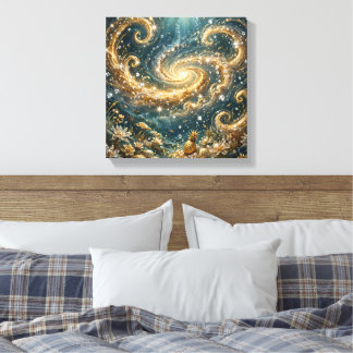 Toile Fantaisie de l'Océan Doré - Œuvre d'Art Murale Lux