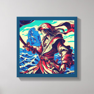 Toile Fantastique Anime Pirate - Gravure sur bois 2
