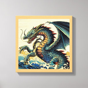 Toile Fantastique dragon européen - Gravure sur bois 4