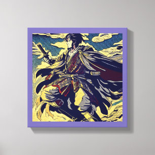 Toile Fantasy Anime Héros 2 - Gravure sur bois japonaise