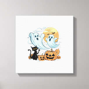 Toile Fantôme drôle & Chat noir paresseux Halloween Sais