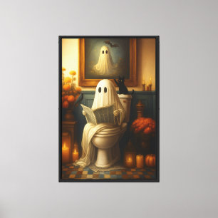 Toile Fantôme et chat dans la baignoire