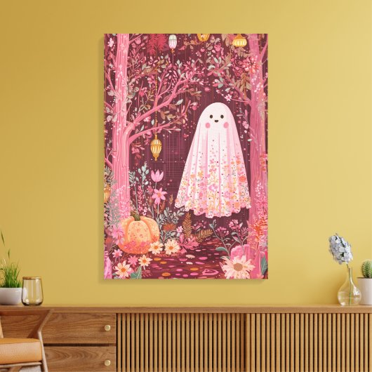 Toile Fantôme rose géant dans la forêt florale enchantée (Insitu(Salon))