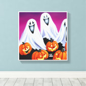 Toile Fantômes et Citrouilles d'Halloween (Insitu (Plancher de Bois))