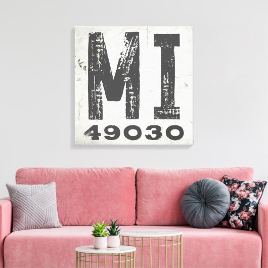 Toile Farmhouse Rustic State Code postal Michigan (Insitu(Salon))