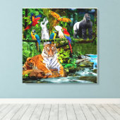 TOILE FAUNE ET FLORE DE LA FORÊT TROPICALE (Insitu (Plancher de Bois))