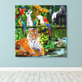 TOILE FAUNE ET FLORE DE LA FORÊT TROPICALE (Insitu (Plancher de Bois))