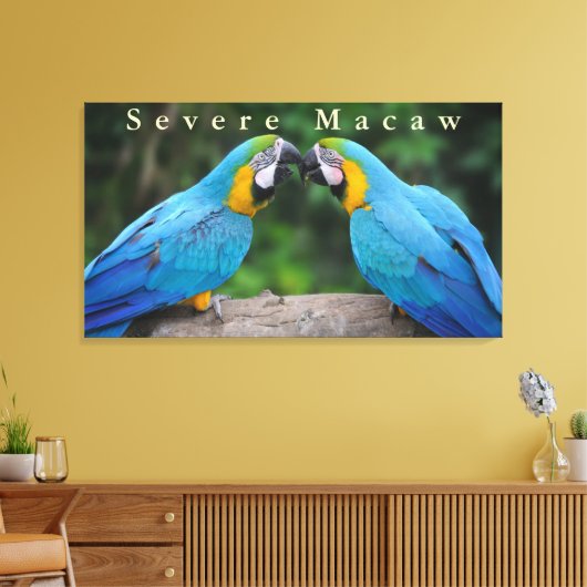 Toile Faune Sévère Macaw Assis sur une branche (Insitu(Salon))