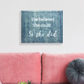 Toile Faux Blue Jeans Elle croyait (Insitu(Salon))