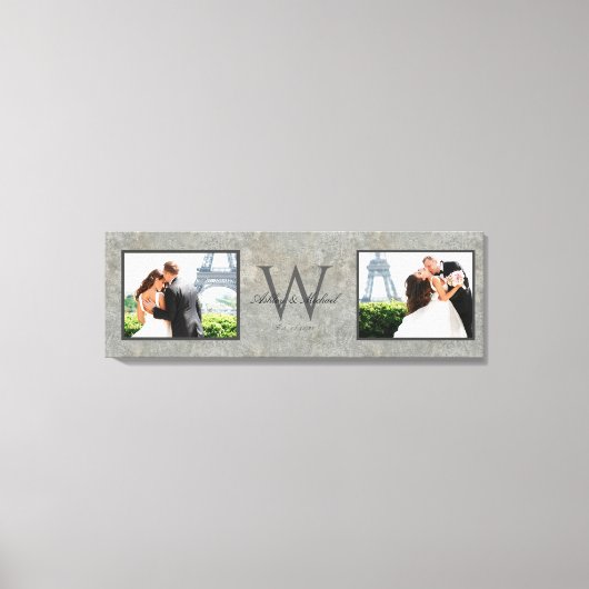 Toile Faux Concrete 2 Photo Monogramme Mariage Keepsaké (Recto)