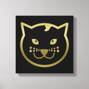 Toile Faux Gold Chat Face - Couleur arrière - plan perso