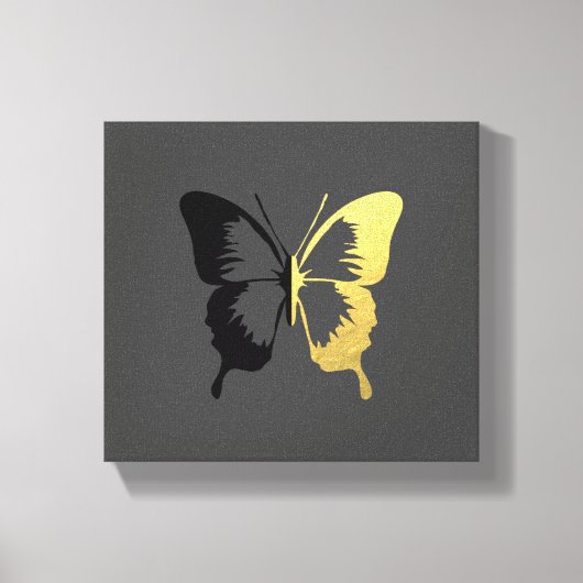 Toile Faux Gold Foil et Black Butterfly (Recto)