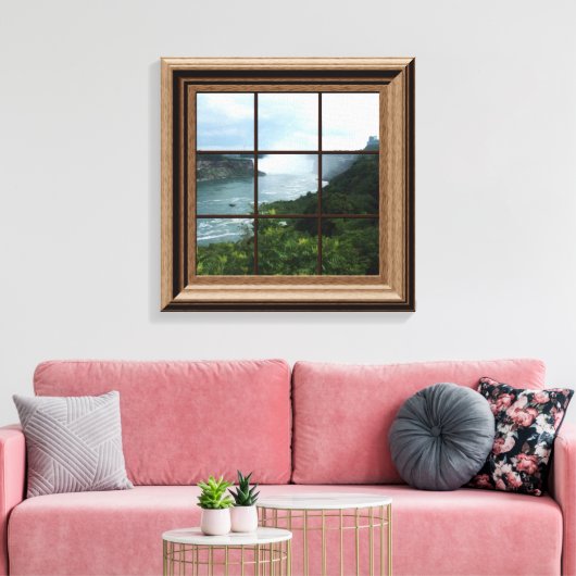Toile Faux Window Vue Cascade paisible Niagara Falls (Insitu(Salon))