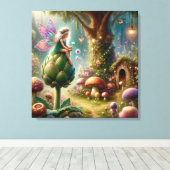 Toile Fée assise sur une Illustration Magique d'Artichau (Insitu (Plancher de Bois))