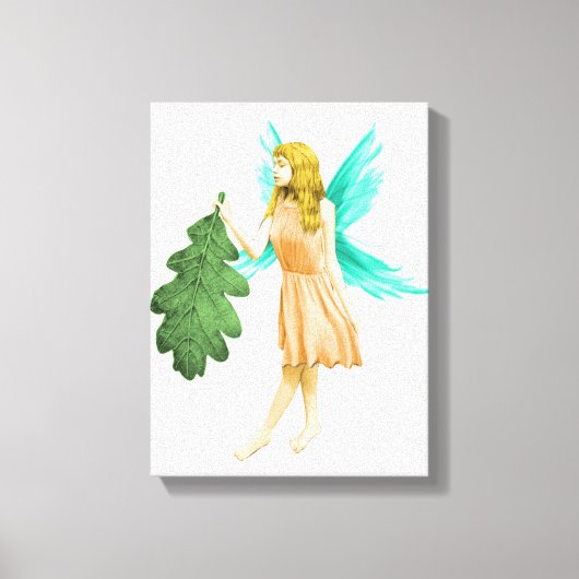Toile Fée de chêne tenant une feuille de chêne (Recto)