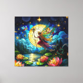 Toile Fée de vol au clair de lune en vitrail  (Recto)