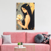 Toile Fée gothique avec des ailes blanches et une rose (Insitu(Salon))