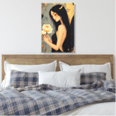 Toile Fée gothique avec des ailes blanches et une rose (Insitu(Chambre))