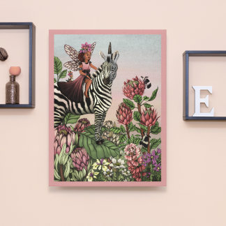 Toile Fée rose mignonne sur Zebra Unicorn Floral Art