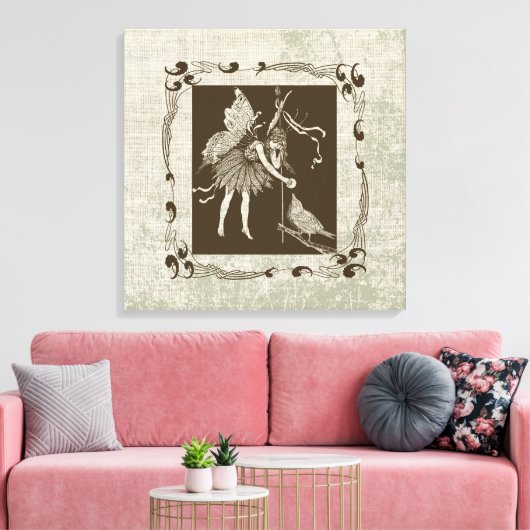 Toile Fée vintage et oiseaux (Insitu(Salon))