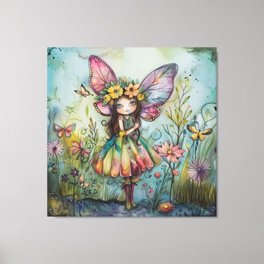 Toile Fée Whimsical, papillons et Fleurs sauvages (Recto)