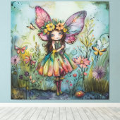 Toile Fée Whimsical, papillons et Fleurs sauvages (Insitu (Plancher de Bois))