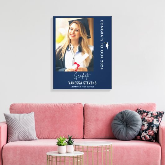 Toile Félicitations à notre photo 202X Graduate Navy (Insitu(Salon))