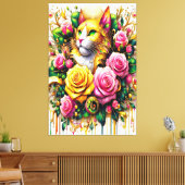 Toile Feline au milieu d'une floraison vibrante (Insitu(Salon))