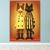 Toile Felines de mode - Chats Quirateux et bottes (Insitu (Plancher de Bois))