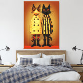 Toile Felines de mode - Chats Quirateux et bottes (Insitu(Chambre))