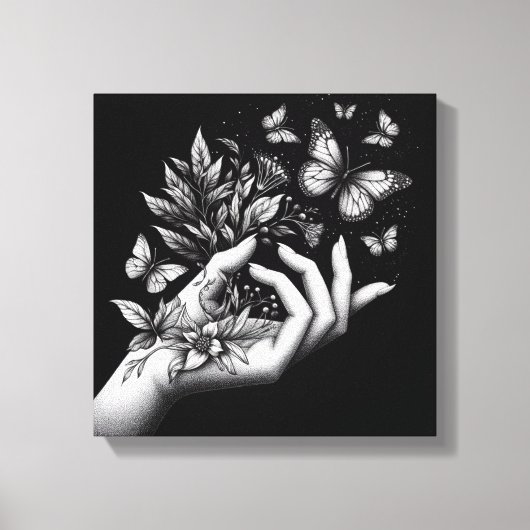 Toile Feminine Butterfly Illustration Minimalist Aesthet (Recto)