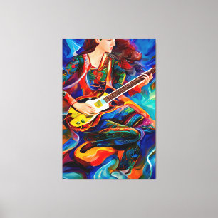 Toile Femme Abstraite Jouer de la guitare Musique art