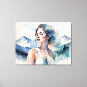 Toile Femme art double exposition
