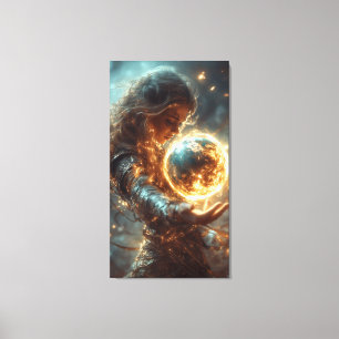 Toile Femme avec le feu Orb-Canvas Imprimer
