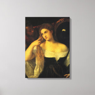 Toile Femme avec un miroir par Titien, Renaissance vinta