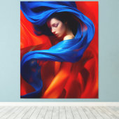 Toile Femme avec Voile bleu Cobalt sur arrière - plan or (Insitu (Plancher de Bois))