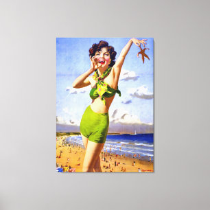 Toile Femme dans le maillot de bain à la plage