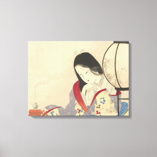 Toile Femme dans un intérieur par une lampe   1890-1908