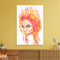 Femme de feu Portrait de dessin d'art surréaliste