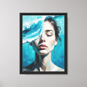 Toile Femme d'Ocean Wave en Abstrait bleu serenity