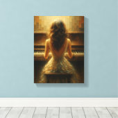 Toile Femme élégante au piano en lumière dorée (Insitu (Plancher de Bois))