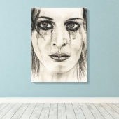 Toile Femme en Plein - Dessin au crayon (Insitu (Plancher de Bois))