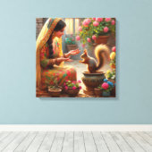 Toile Femme et écureuil 2 (Insitu (Plancher de Bois))